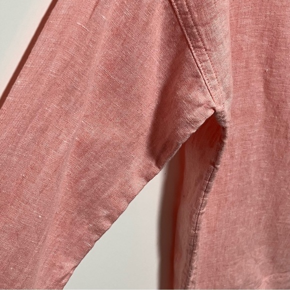 C&C California Pink relaxed fit Linen Collared Pullover all season Blouse top - Picture 5 of 7